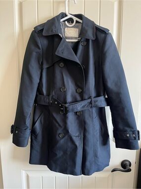 Zara Double-Breasted Trench Coat in Navy
